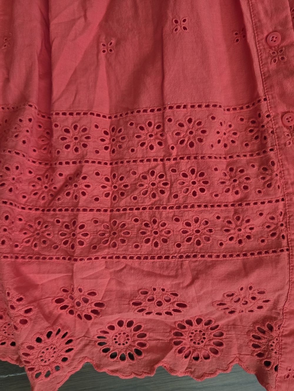 Kate Spade Tie-Waist Eyelet midi cotton shirt dress tie stretch waist sz L - Picture 4 of 10